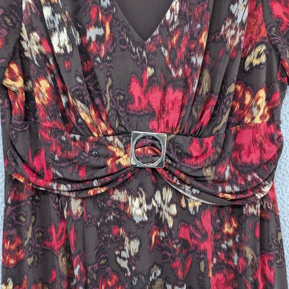 Perceptions Woman Maxi Dress Multicolor Floral Short Sleeve V Neck Size 18W - Picture 11 of 11